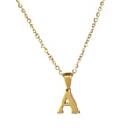 Gold color / 1 Piece Simple Series Simple Letter A Stainless Steel  Gold Color Women's Pendant Necklaces 